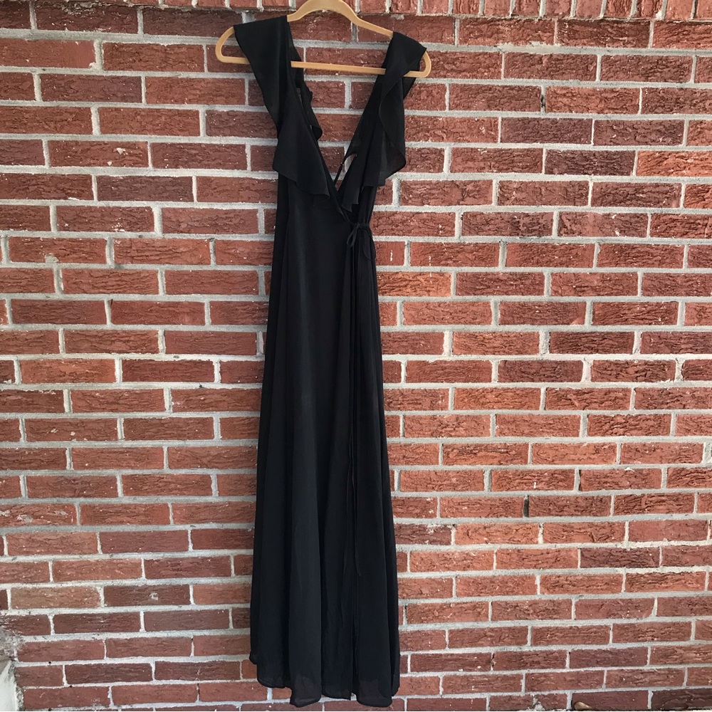 Anthropologie Yumi Kim Full Bloom Wrap Maxi Dress Black Size Medium - Picture 2 of 13